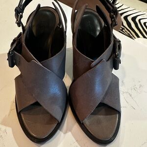 All Saints Gray Leather Women's Wedges